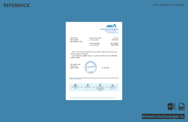 Beispiel für eine Referenzanfrage der australischen ANZ Bank
